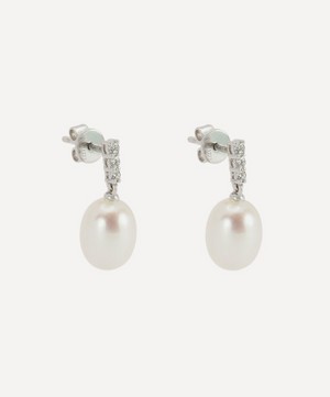 Kojis - 18ct White Gold Pearl and Diamond Drop Earrings image number 1