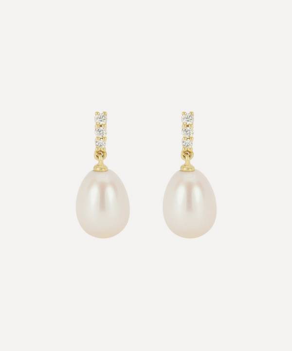 Kojis - 18ct Gold Pearl and Diamond Drop Earrings image number 0