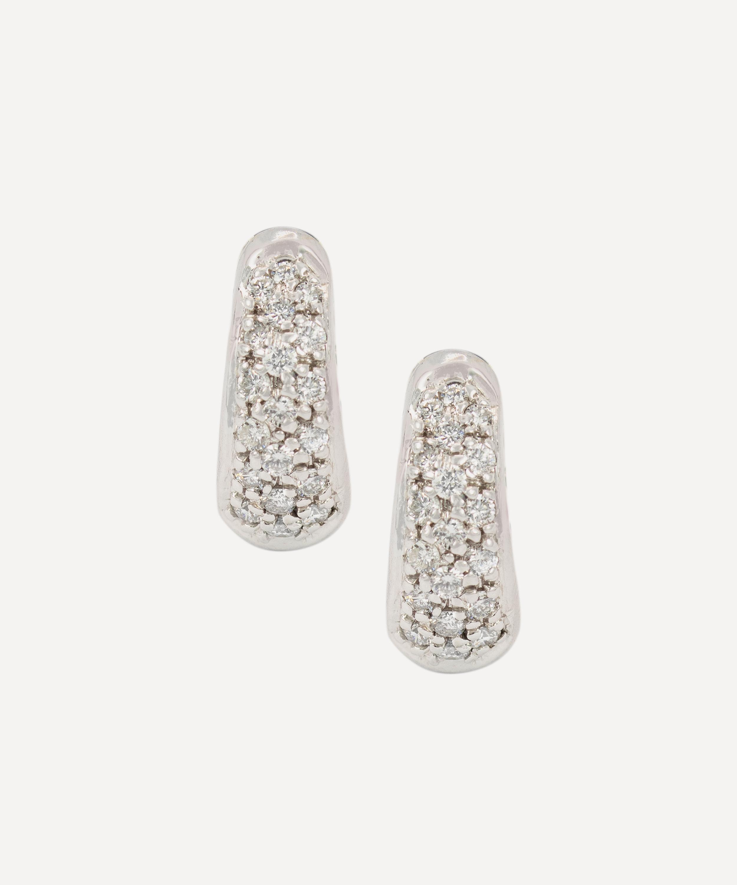 Kojis - 14ct White Gold Vintage Diamond Hoop Earrings image number 0
