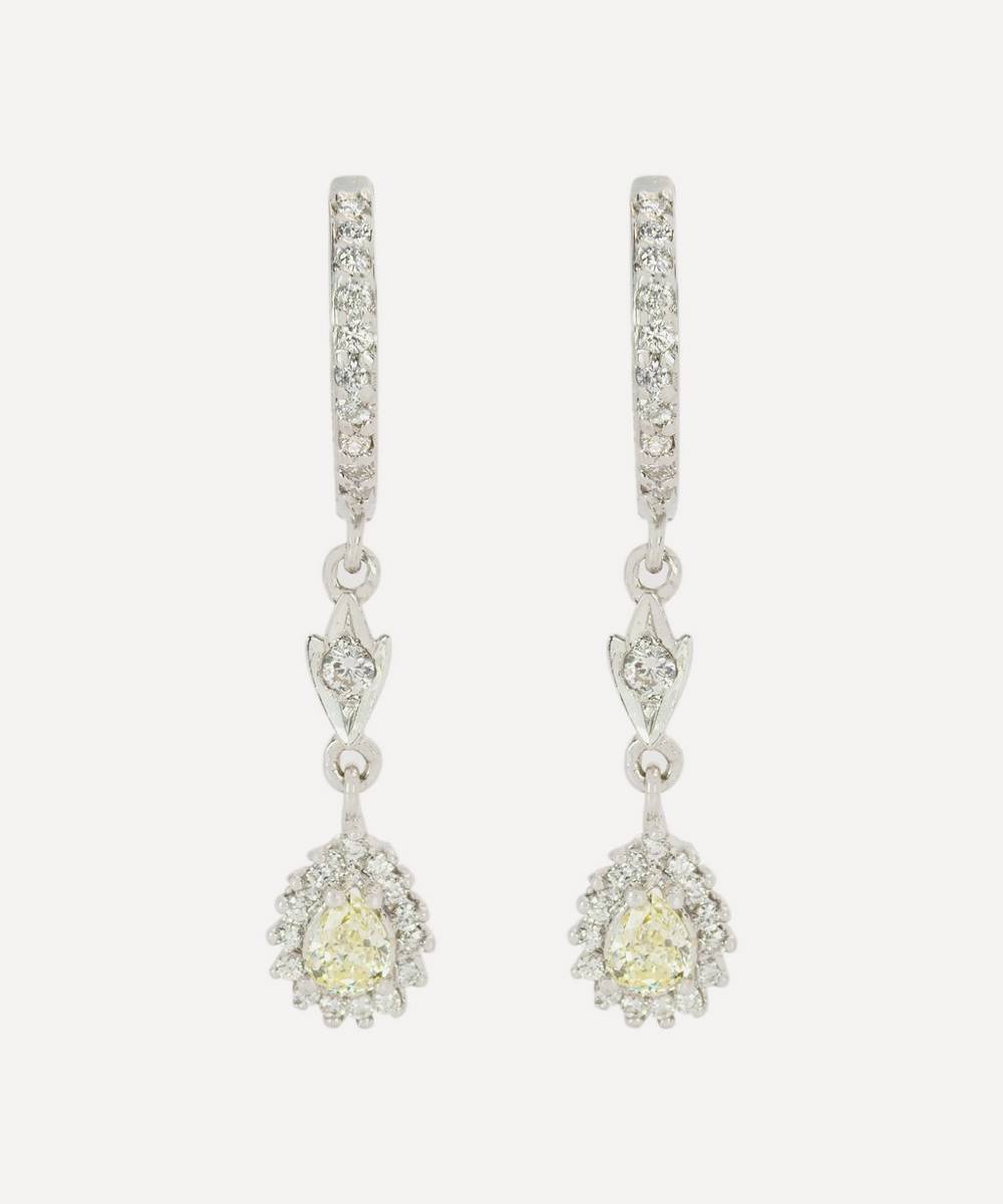 Kojis - 18ct White Gold Diamond Drop Earrings