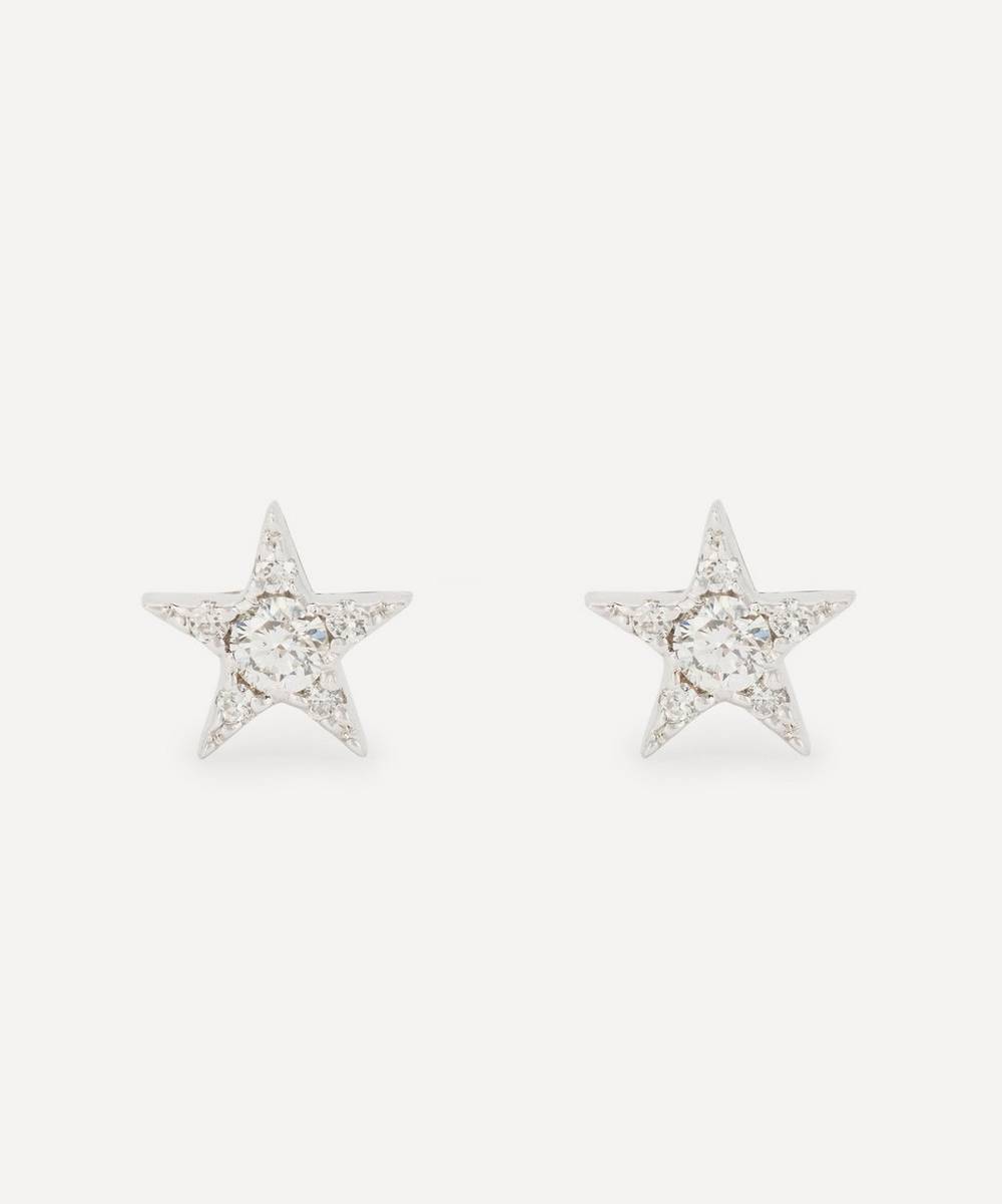 Kojis - 18ct White Gold Diamond Star Stud Earrings