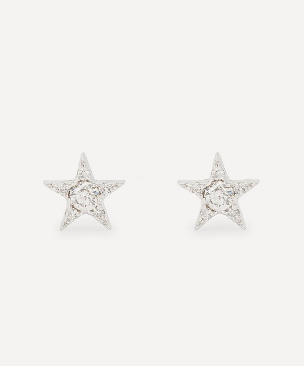 Kojis - 18ct White Gold Diamond Star Stud Earrings image number null