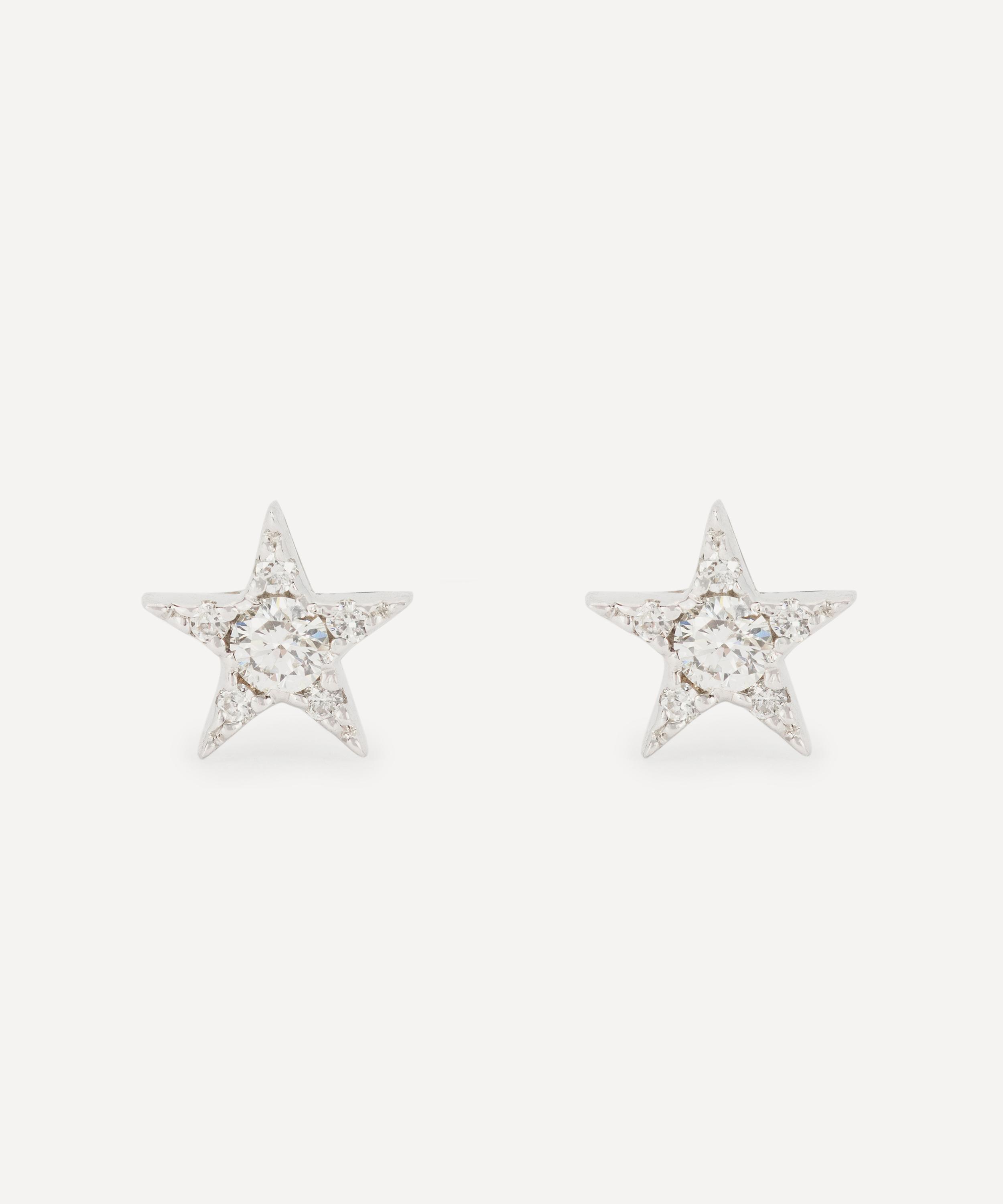 Kojis - 18ct White Gold Diamond Star Stud Earrings image number 0