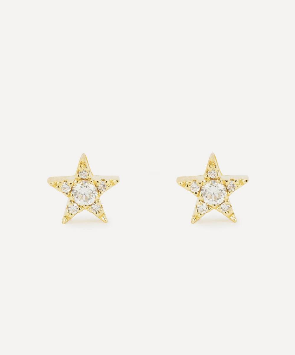 Kojis - 18ct Gold Diamond Star Stud Earrings