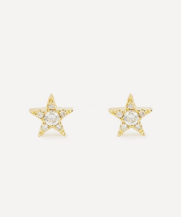 Kojis - 18ct Gold Diamond Star Stud Earrings image number null
