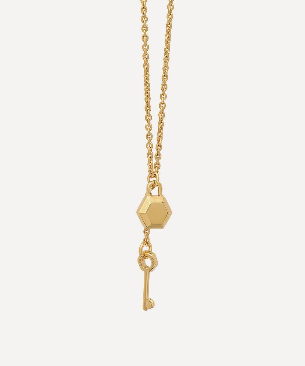 Rachel Jackson - 22ct Gold-Plated Mini Lock and Key Pendant Necklace