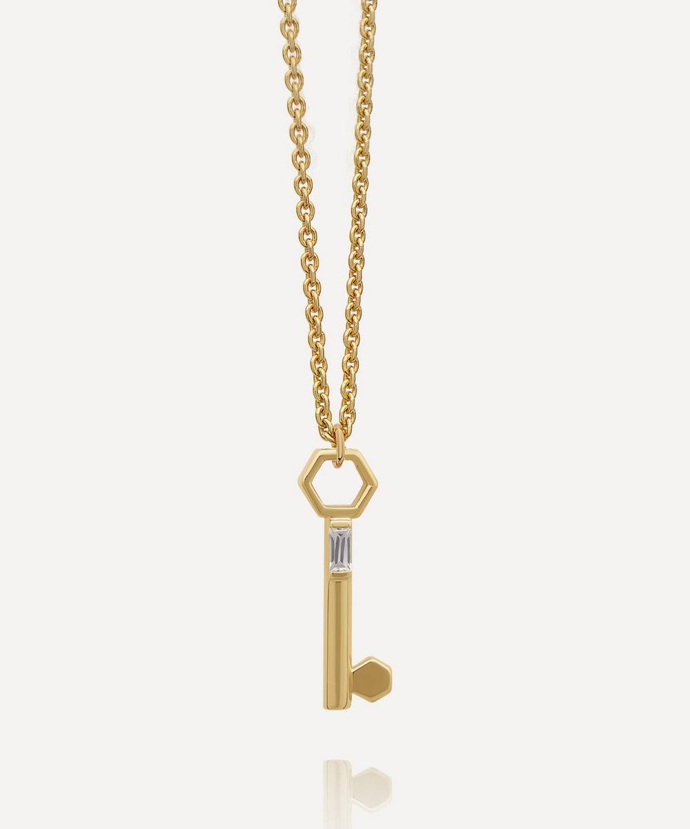Rachel Jackson - 22ct Gold-Plated Topaz Baguette Key Pendant Necklace