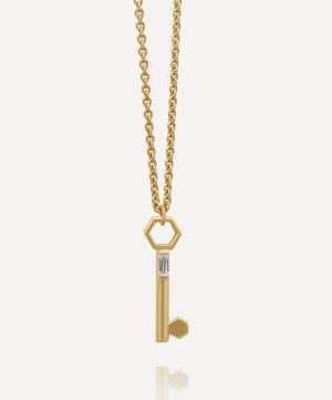 Rachel Jackson - 22ct Gold-Plated Topaz Baguette Key Pendant Necklace image number 0