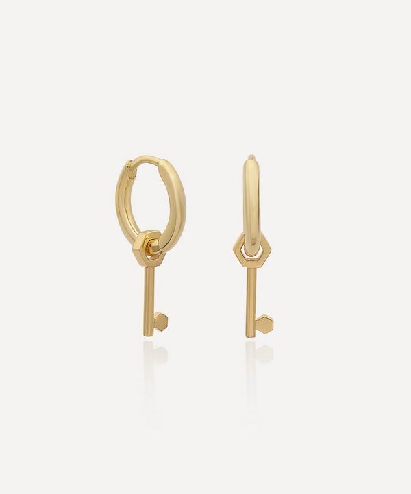 Rachel Jackson - 22ct Gold-Plated Mini Key Huggie Hoop Earrings image number null