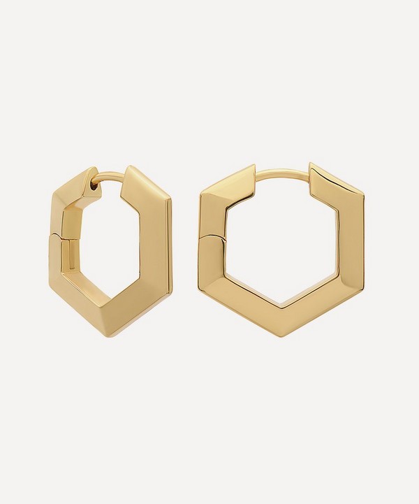 Rachel Jackson - 22ct Gold-Plated Bevelled Hexagon Hoop Earrings image number null