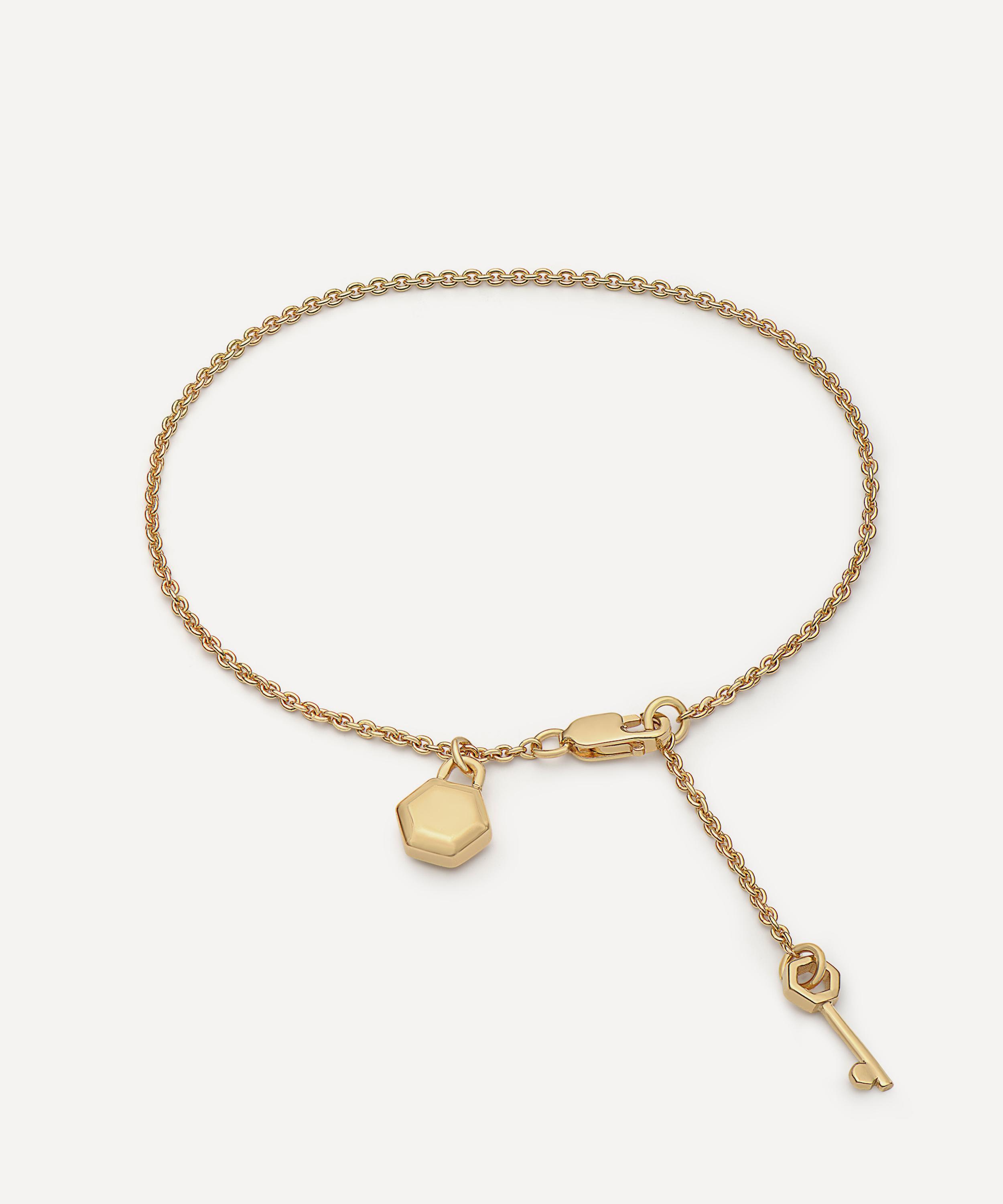 Rachel Jackson - 22ct Gold-Plated Mini Lock and Key Bracelet image number 0