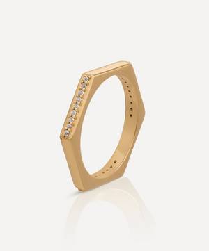 22ct Gold-Plated Topaz Hexagon Stacking Ring