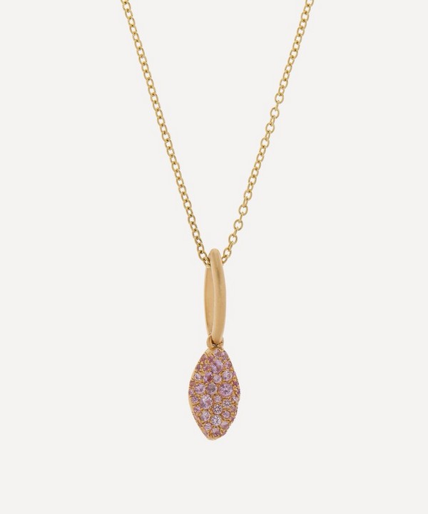 Nada Ghazal - 18ct Gold Baby Malak Pink Sapphire Marquise Pendant Necklace image number null