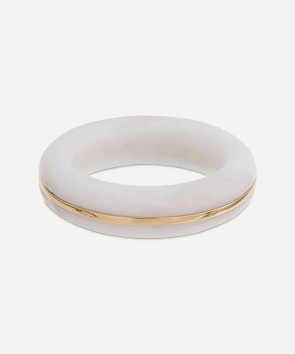By Pariah - 14ct Gold Essential White Agate Stacking Ring image number 0