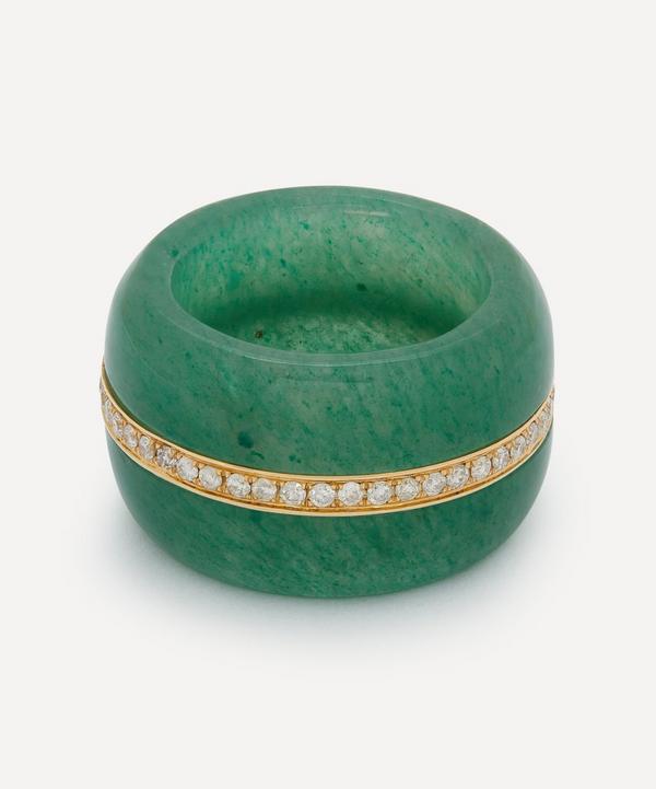 By Pariah - 14ct Gold Stone Linings Green Aventurine Cocktail Ring image number null