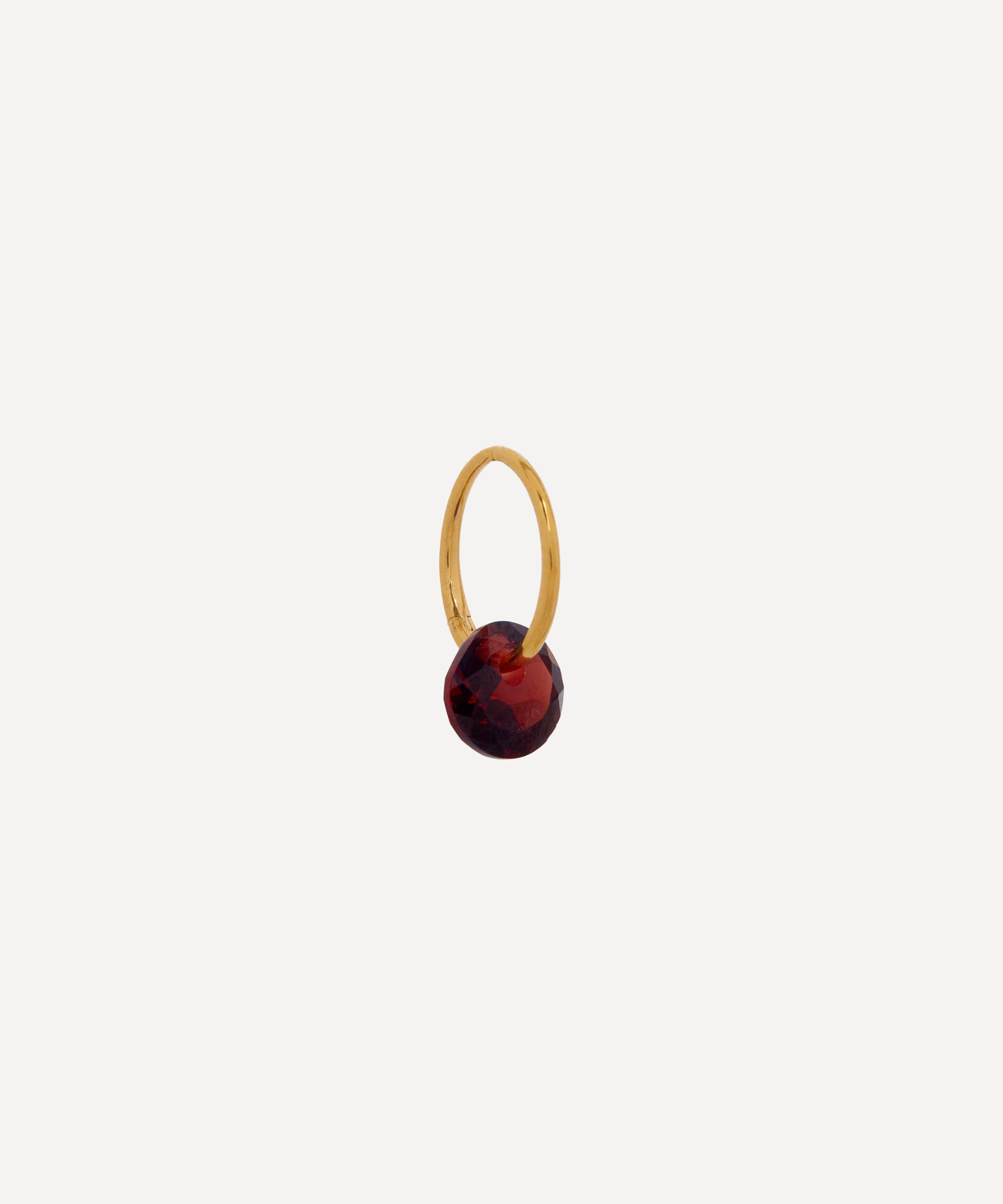 By Pariah - 14ct Gold-Plated Vermeil Silver Single January Birthstone Hoop Earring