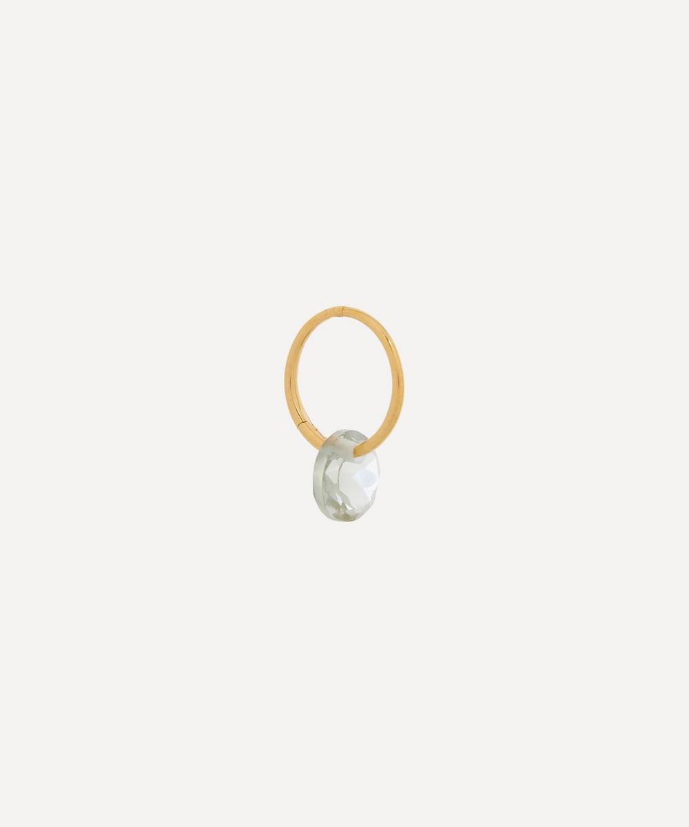 By Pariah - 14ct Gold-Plated Vermeil Silver Single February Birthstone Hoop Earring