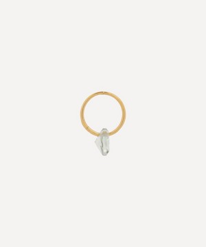 By Pariah - 14ct Gold-Plated Vermeil Silver Single February Birthstone Hoop Earring image number 1