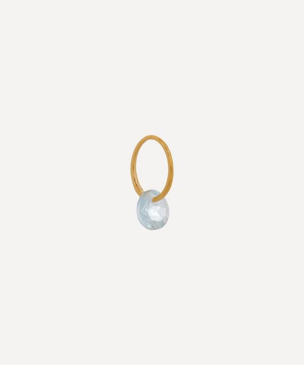 By Pariah - 14ct Gold-Plated Vermeil Silver Single March Birthstone Hoop Earring image number null