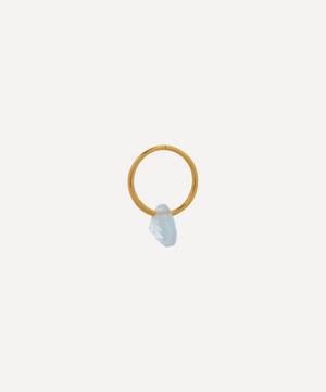 By Pariah - 14ct Gold-Plated Vermeil Silver Single March Birthstone Hoop Earring image number 1