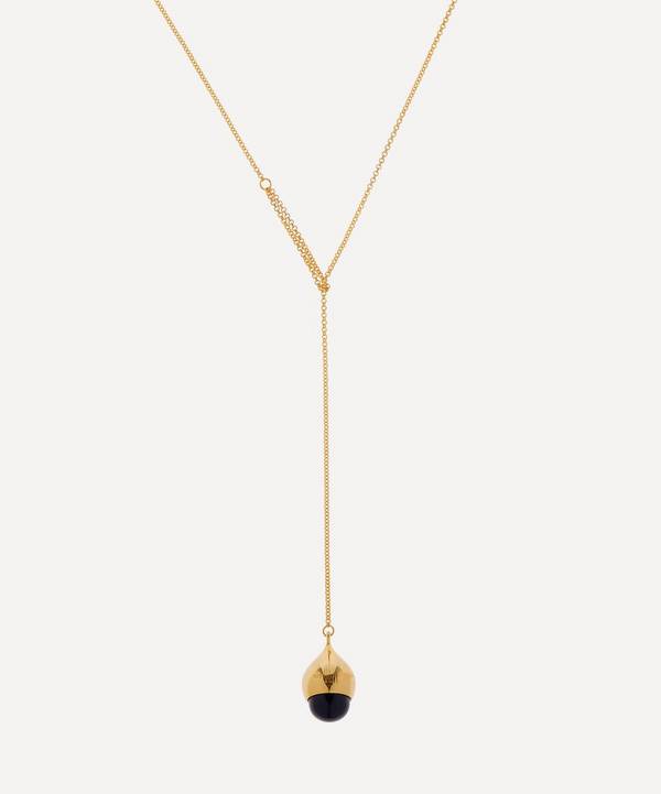 By Pariah - 14ct Gold-Plated Vermeil Silver Dewdrop Lariat Pendant Necklace