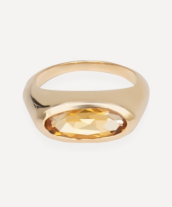 By Pariah - 9ct Gold Orbit Citrine Pinky Ring image number null