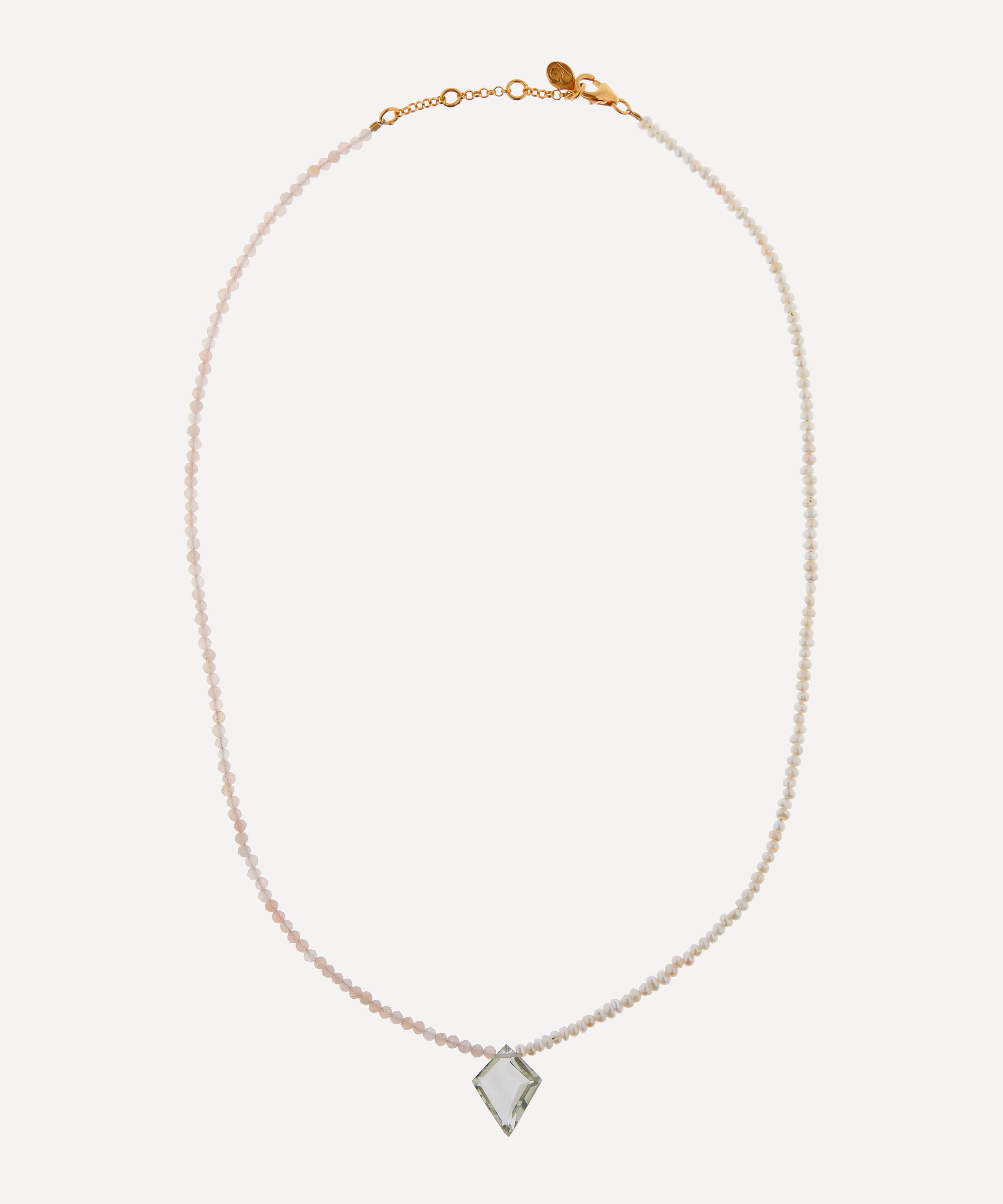 By Pariah - 14ct Gold-Plated Vermeil Silver Pea Pearl and Moonstone Beaded Necklace image number 0