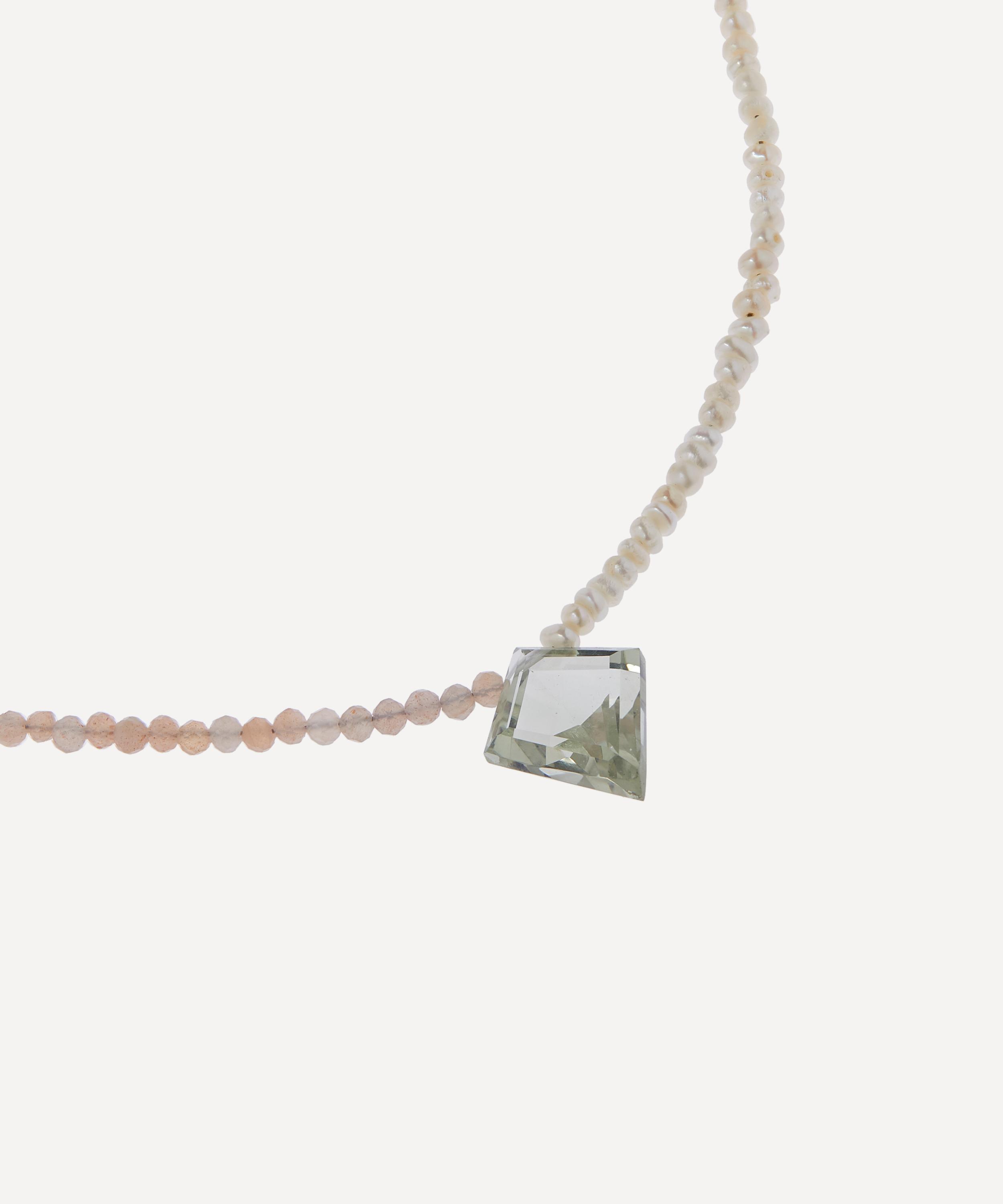 By Pariah - 14ct Gold-Plated Vermeil Silver Pea Pearl and Moonstone Beaded Necklace image number 1