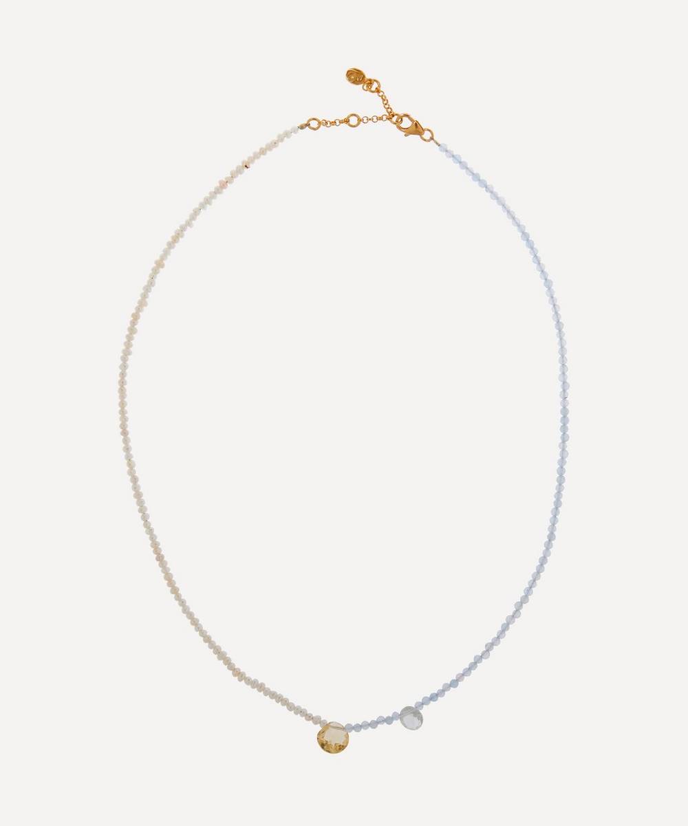 By Pariah - 14ct Gold-Plated Vermeil Silver Pearl and Chalcedony Beaded Necklace