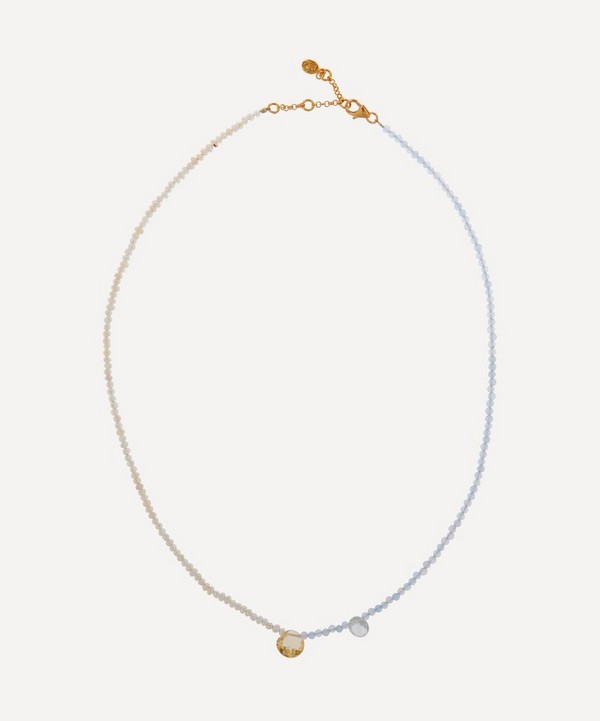 By Pariah - 14ct Gold-Plated Vermeil Silver Pearl and Chalcedony Beaded Necklace image number null