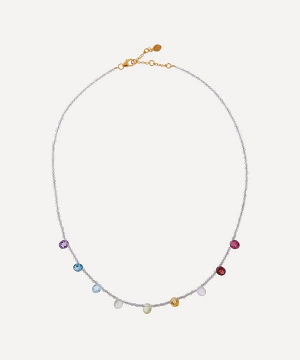 By Pariah - 14ct Gold-Plated Vermeil Silver Rainbow Gemstone Necklace image number null