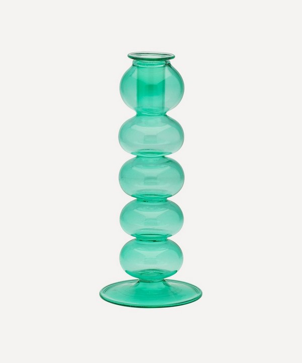 Anna + Nina - Blue Lagoon Bubble Glass Candle Holder image number null