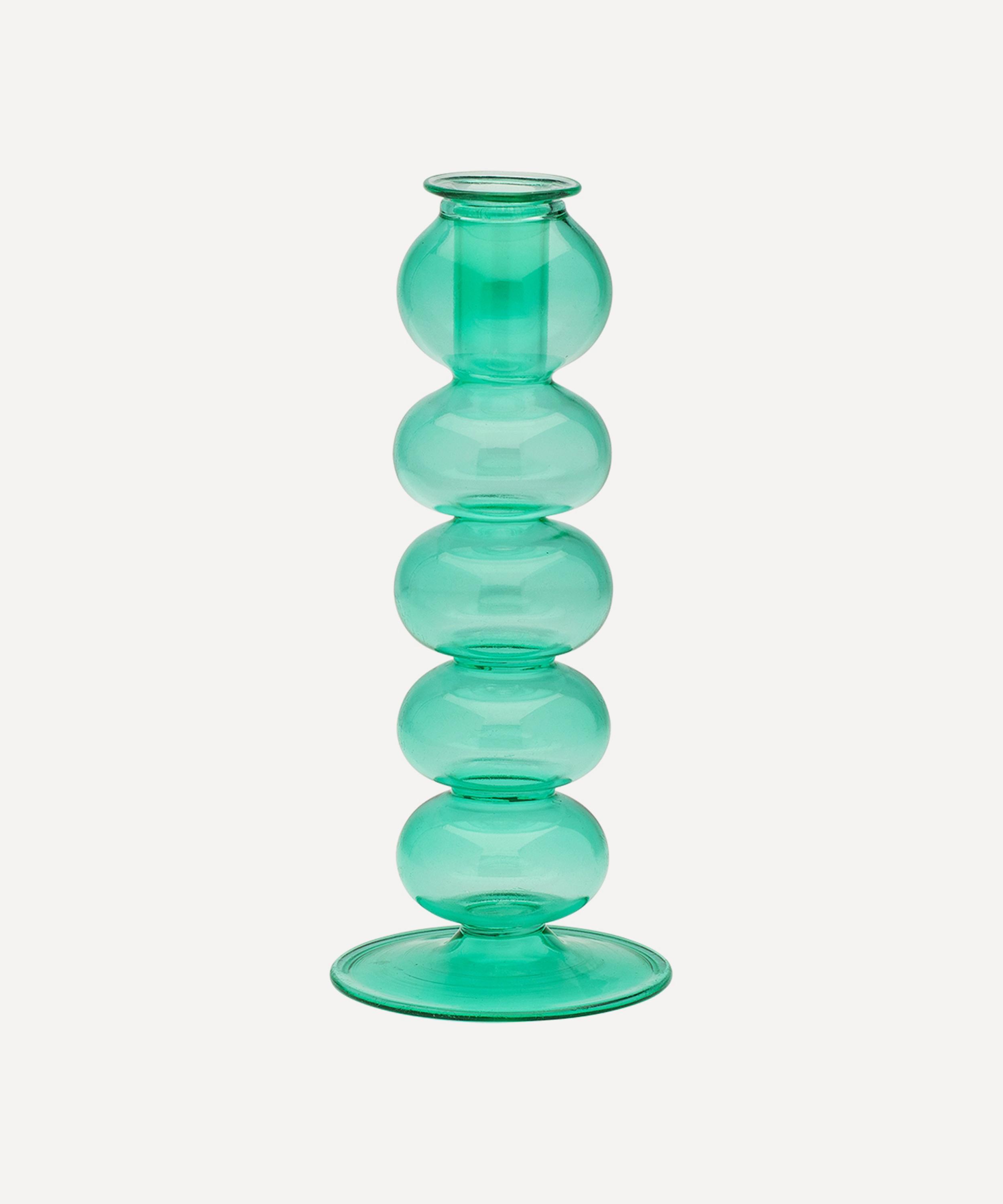 Anna + Nina - Blue Lagoon Bubble Glass Candle Holder image number 0