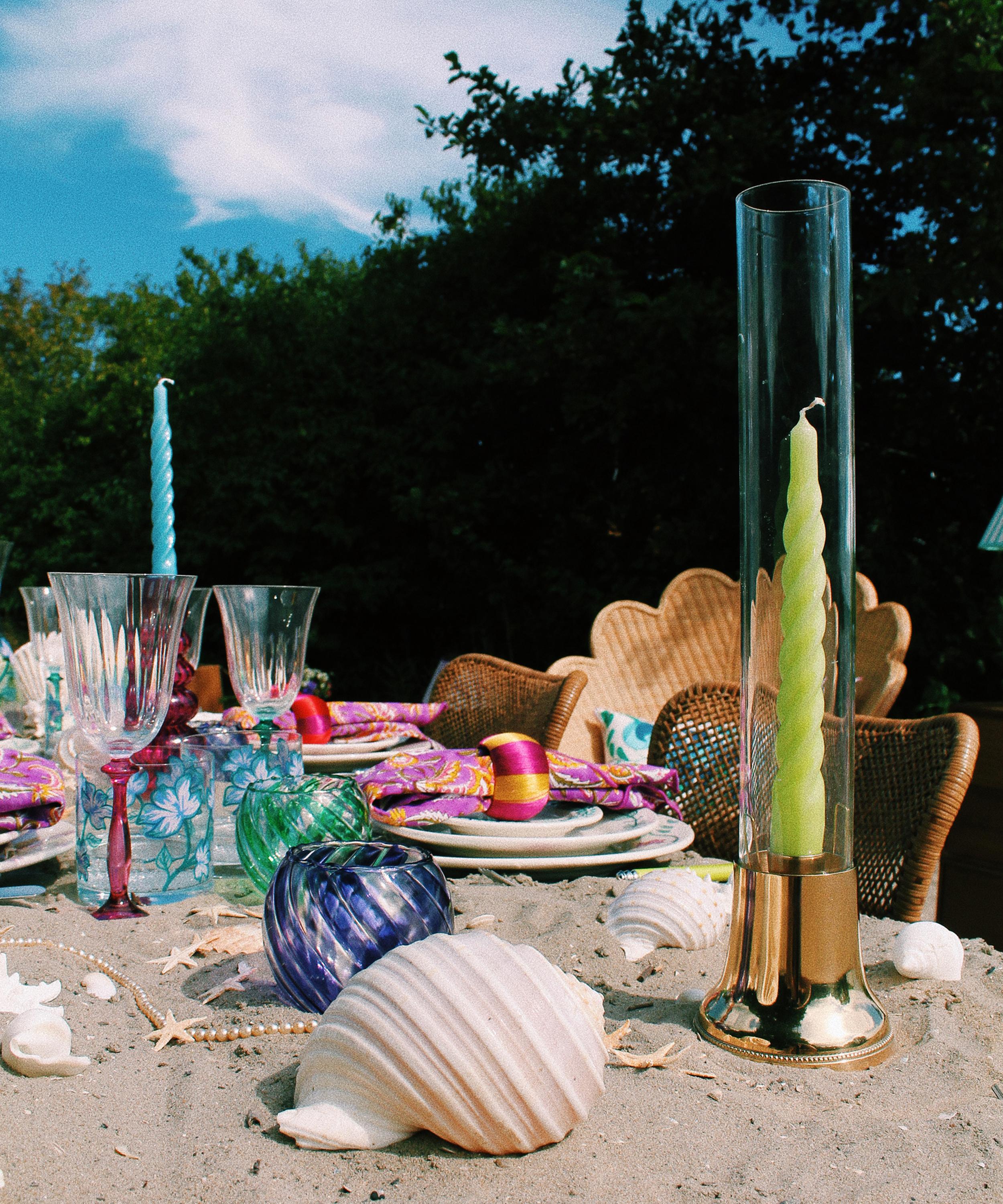 Anna + Nina - Seafoam Green Twisted Candles Set of Six image number 1