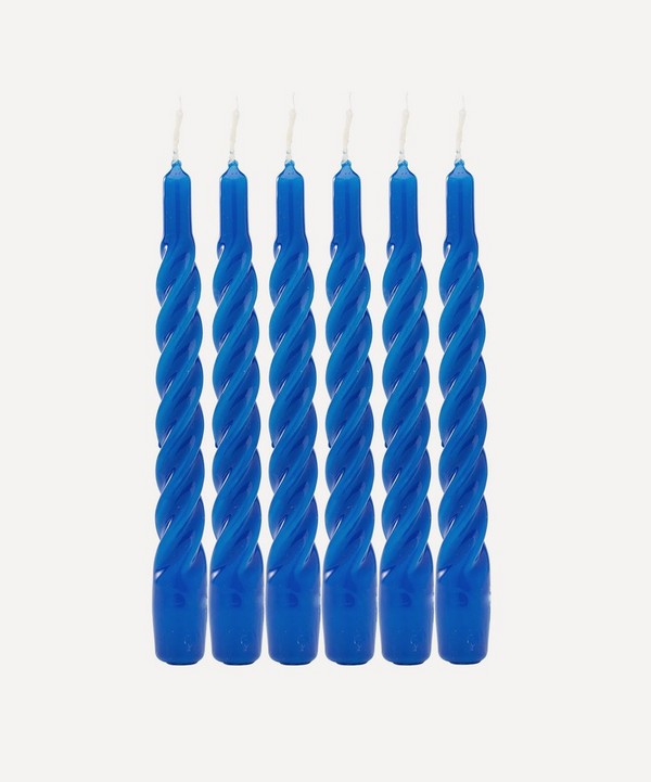 Anna + Nina - Royal Blue Twisted Candles Set of Six image number null