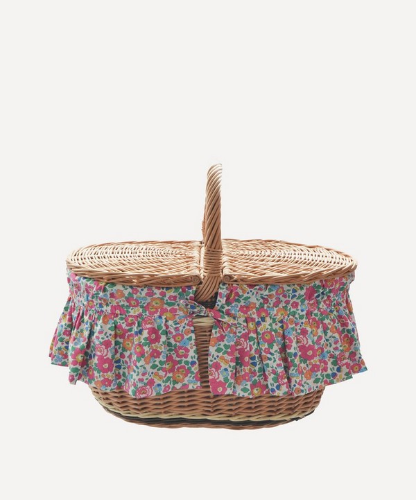 Coco & Wolf - Betsy Deep Pink Oval Wicker Picnic Basket image number null
