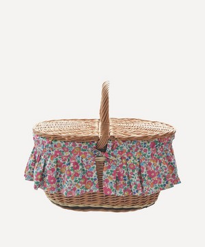 Coco & Wolf - Betsy Deep Pink Oval Wicker Picnic Basket image number 0