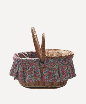 Coco & Wolf - Betsy Deep Pink Oval Wicker Picnic Basket image number 2