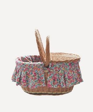 Coco & Wolf - Betsy Deep Pink Oval Wicker Picnic Basket image number 3
