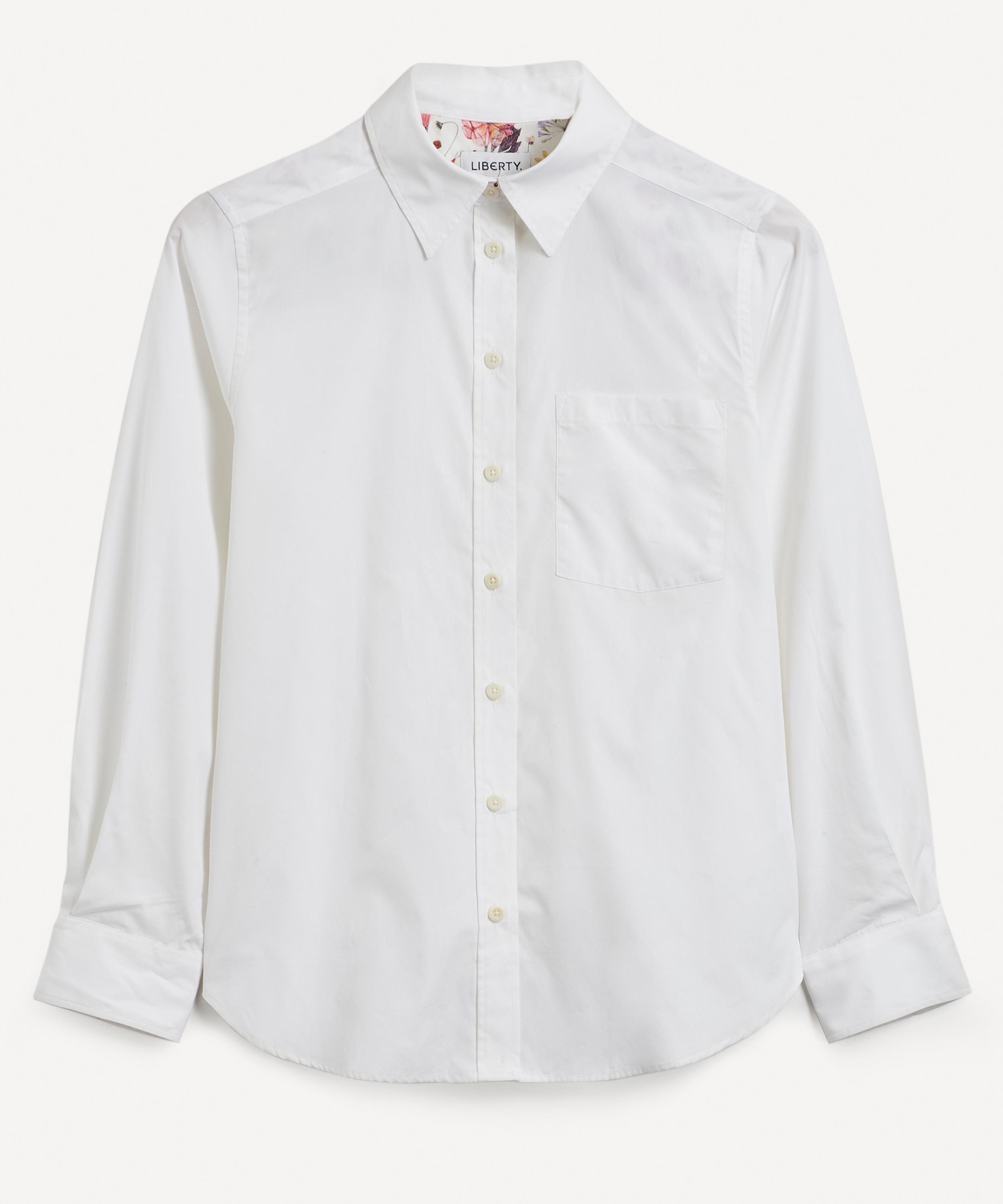 White Cotton Poplin Plain Shirts