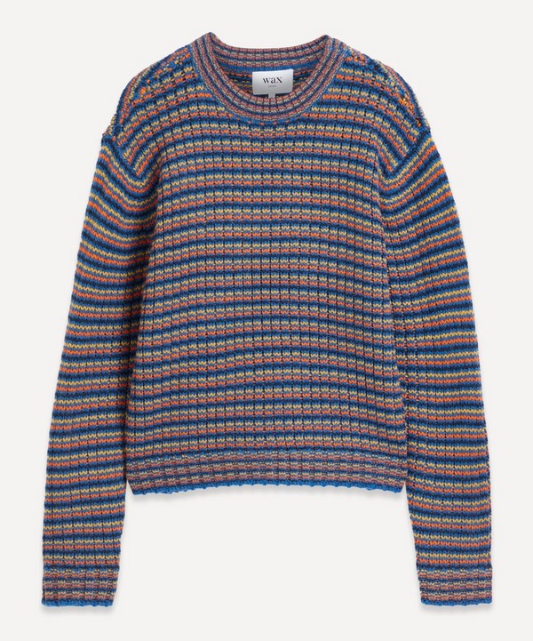 Wax London - Grove Bright Blue Zig-Zag Crew-Neck Jumper image number null