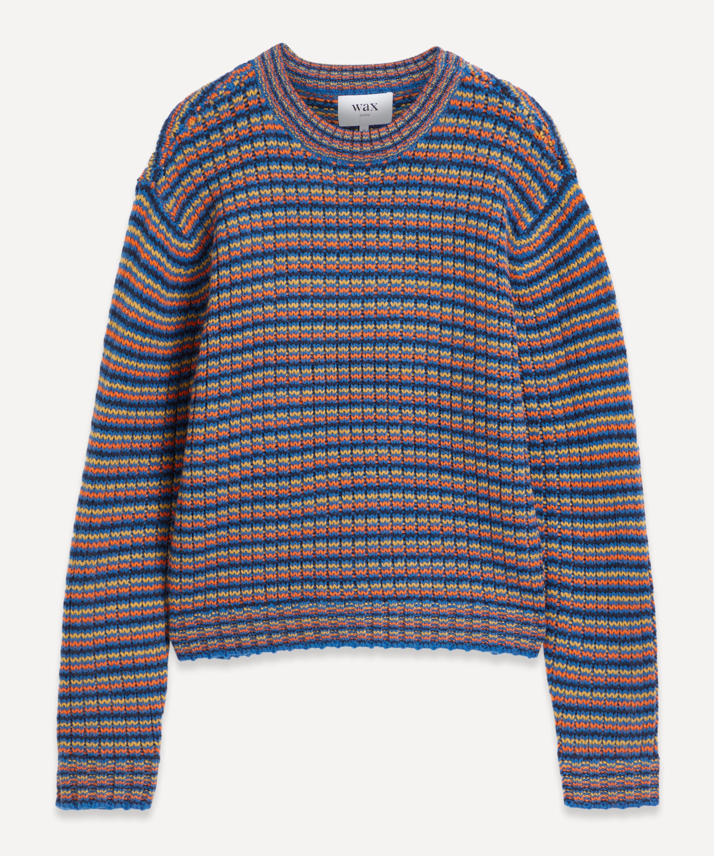 Wax London - Grove Bright Blue Zig-Zag Crew-Neck Jumper image number 0