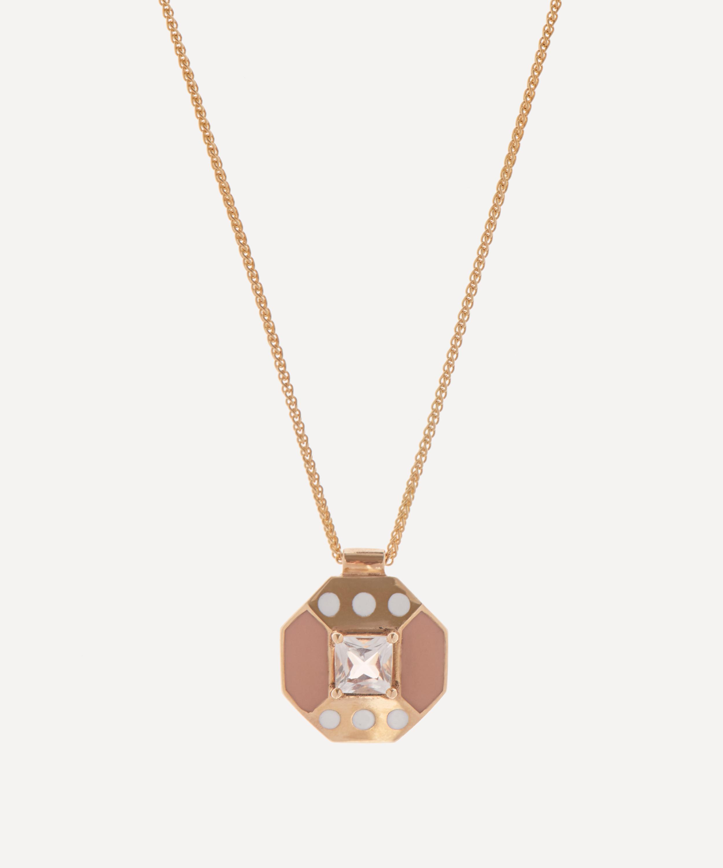 Alice Cicolini - 14ct Gold Jacobean Dot White Topaz Pendant Necklace
