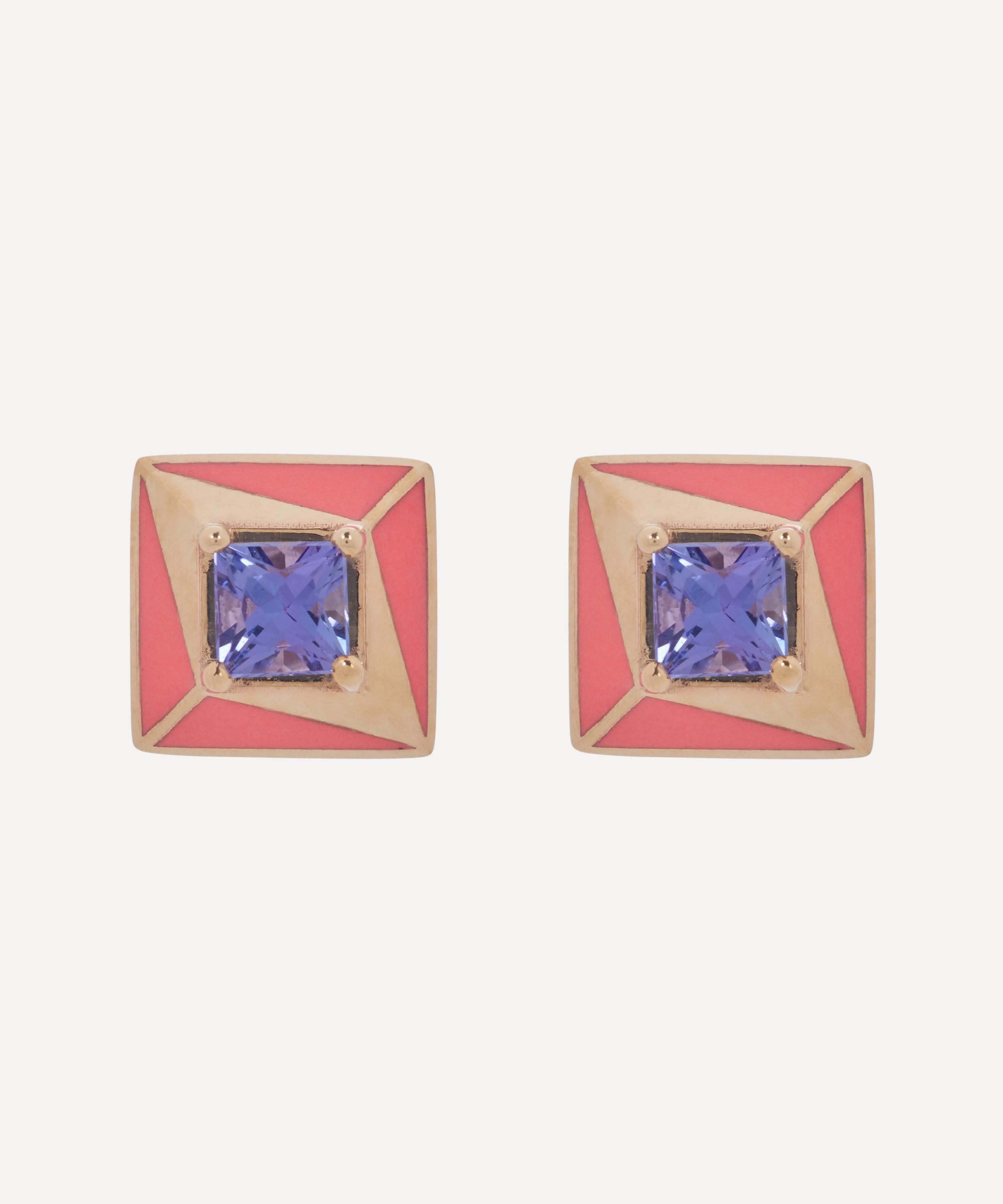 Alice Cicolini - 14ct Gold Jacobean Tanzanite Illusion Stud Earrings