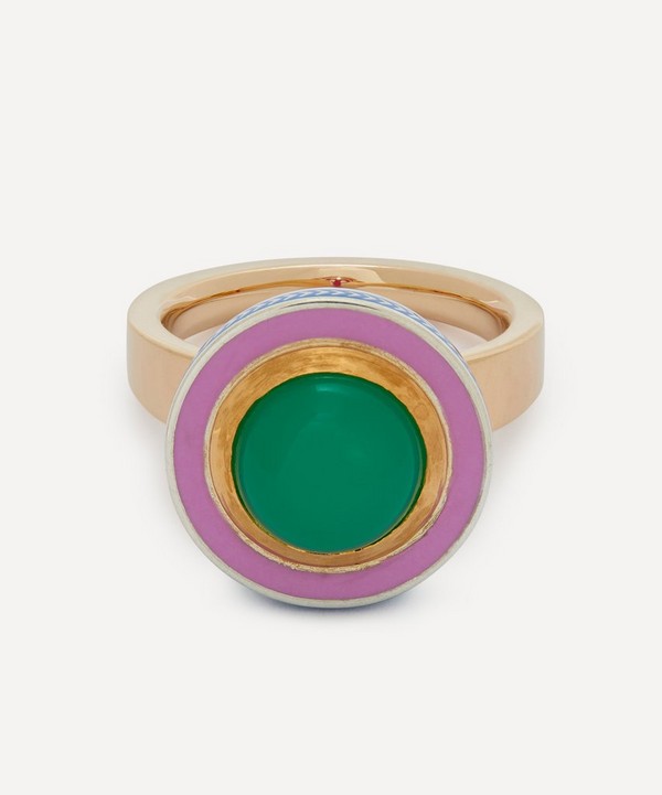 Alice Cicolini - 14ct-22ct Gold Silver Tile Round Rainbow Ring