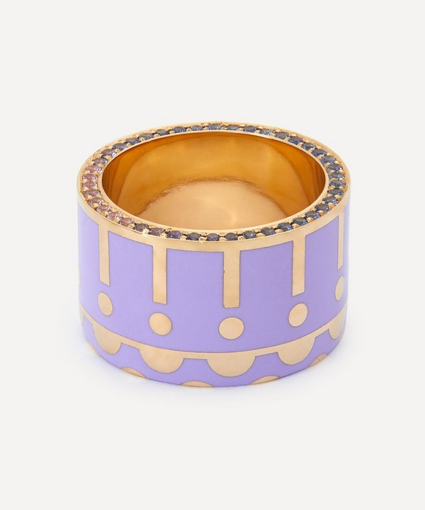 Alice Cicolini - 14ct Gold Memphis Ombre Pavé Samarkand Wide Band Ring image number null