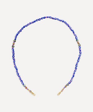 Marie Lichtenberg - 14ct Gold Ghana White and Blue Mauli Bead Necklace image number 0