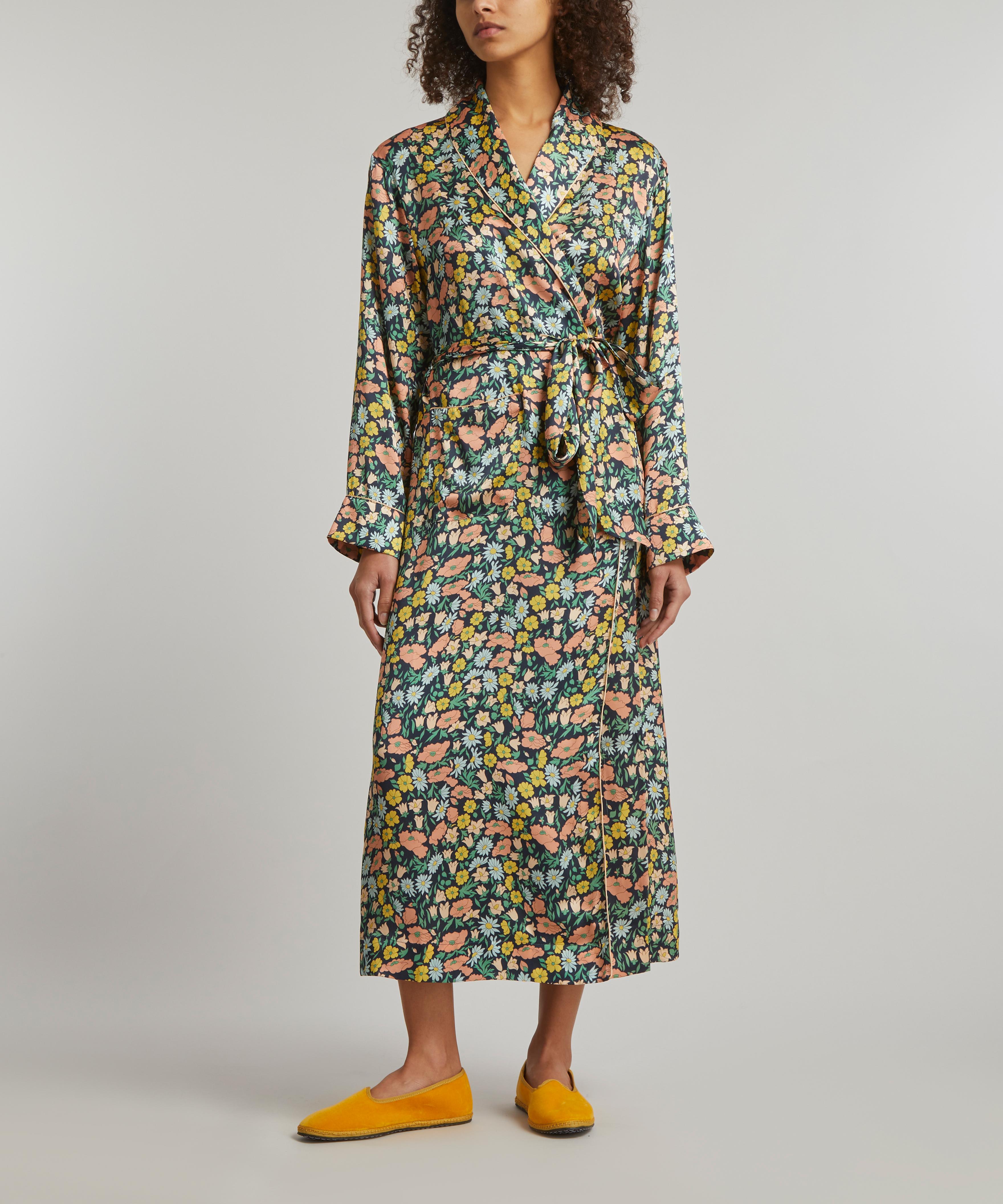 Liberty - Poppy and Daisy Silk Satin Long Robe image number 1