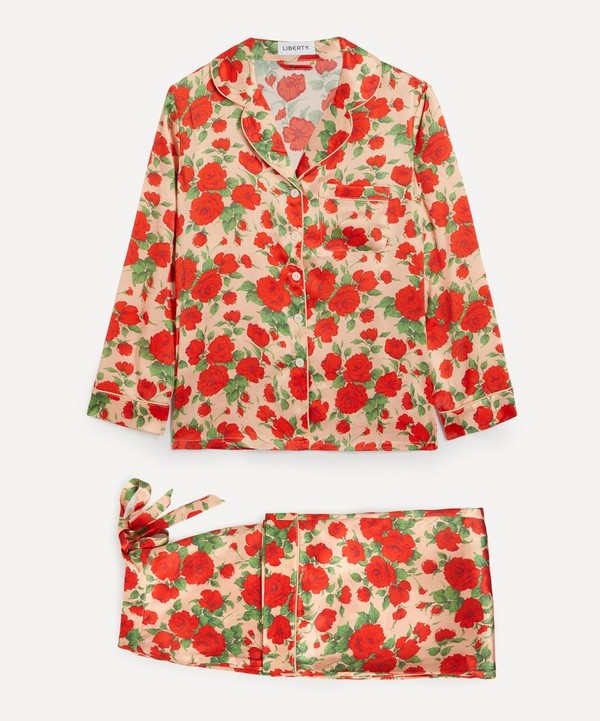 Liberty - Carline Rose Silk Satin Pyjama Set image number 0