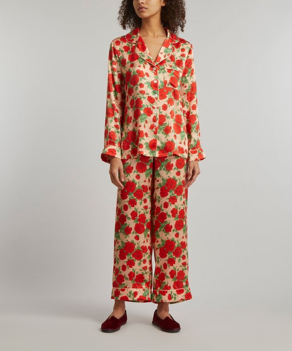 Liberty - Carline Rose Silk Satin Pyjama Set image number 1
